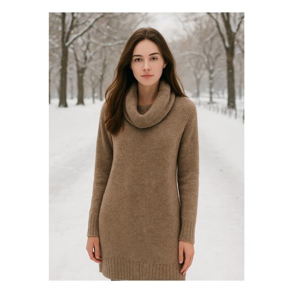 Anthropologie Dress Sonoran Cowl Neck SZM Long Sleeve Wool Blend Midi Sweater - Picture 1 of 11